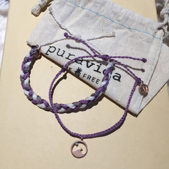 PURA VIDA Coordinating Purple Lavender Wave Bracelet Set NEW - Picture 3 of 5